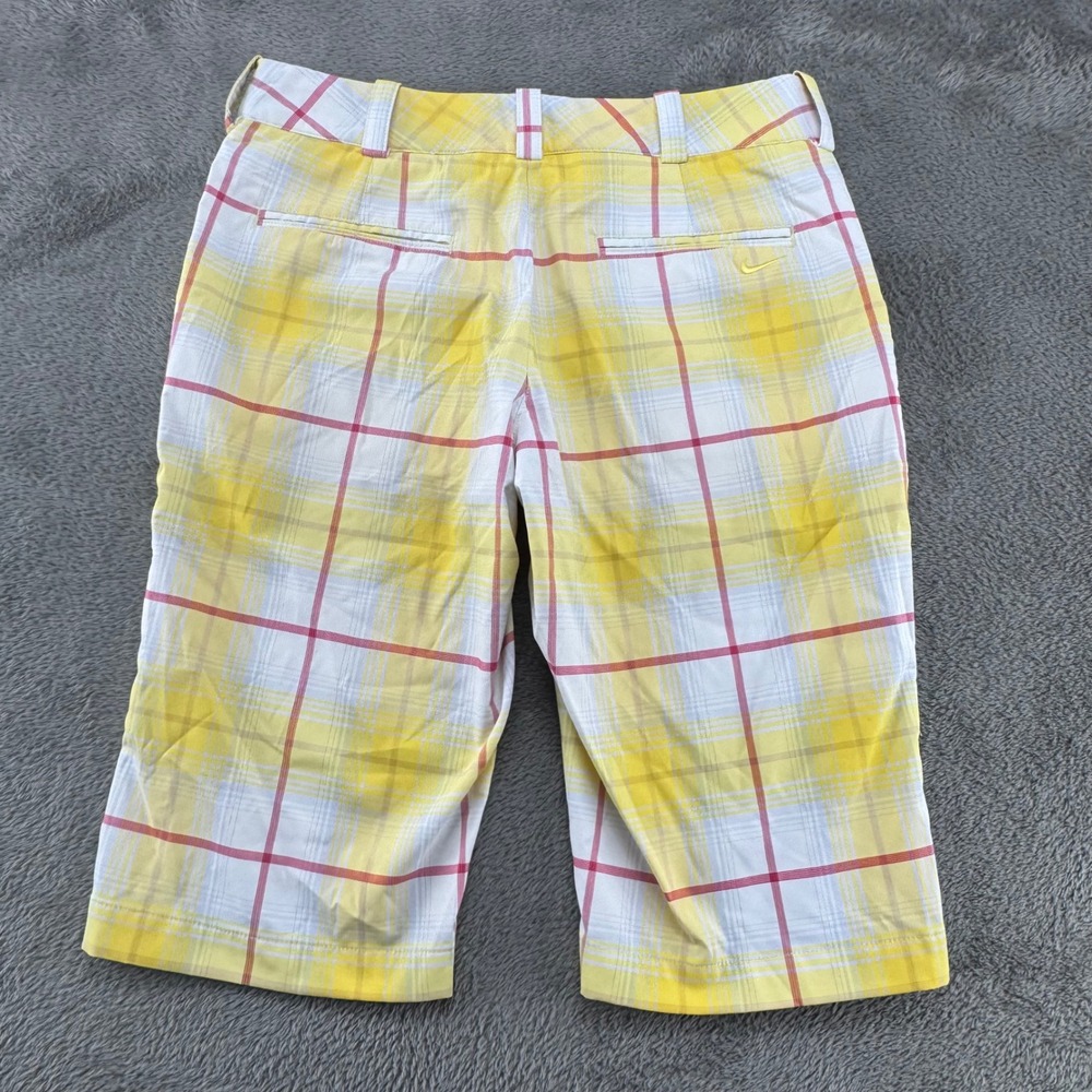 Nike Golf Tour Performance Plaid Shorts Women Size 4 Yellow Pink White Dri-Fit - Picture 3 of 13